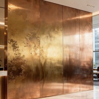 Panneau métallique antique de luxe en acier inoxydable moucheté vieilli pour revêtement mural de hall d'hôtel et d'ascenseur