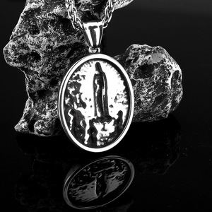 yunnique Stainless Steel Virgin Mary Pendant <b>Necklace</b> For Men Religious Gift Jewelry Fashion <b>Statement</b> Piece - Product Image 3