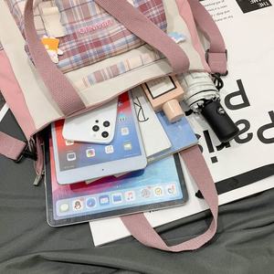 캐주얼 다채로운 격자 무늬 투명 플라스틱 버클 큰 숙녀 허리 핸드백 슬링 어깨 토트 메신저 가방 곰 펜던트 - Product Image 6