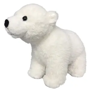 M789 Realistische Kunstpelz-Plüschtiere Eisbärspielzeug mit Kunststoff- Augen Kinderspielzeug weiß flauschig Tierschmuck Eisbär