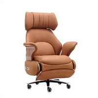 Chaise de bureau de direction ergonomique de luxe à dossier haut pivotante avec fonction massage, ventilation et chauffage en cuir véritable pour bureau à domicile