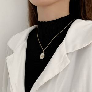 Collar de Concha Blanca Octogonal Ovalada Estilo Vintage Francés, Cadena Versátil de Acero Inoxidable Dorado para Mujer, Regalo - Product Image 6