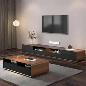 Kejia Meuble TV de salon moderne en bois à la mode Ensemble de luxe meuble TV et table basse en MDF