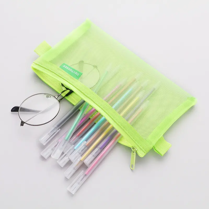 Einfache transparente Mesh Bleistift Tasche Student Prüfung spezielle tragbare große Kapazität Schreibwaren Tasche