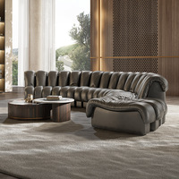 Ensemble de canapés modulaires incurvés de luxe VOXHOME avec housse en cuir personnalisée, canapé design pour hôtel et salon
