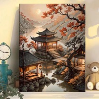 Jiangnan Nuit Style Ancien Architecture DIY Peinture À L'huile Numérique Peint À La Main Coloriage Peinture À L'huile Peinture Décorative