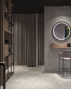 Exhibición de salón de estilo Vantage negro con iluminación LED Mostrador superior de piedra personalizable para tienda Diseño simple - Product Image 5