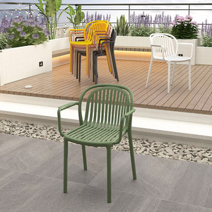 Silla de Plástico Estilo Nórdico con Respaldo Grueso, Silla Casual Hueca para Comedor y Cafetería, Apilable, para Jardín y Exteriores - Product Image 6