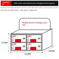Armoire d'atelier d'étudiant de personnel de casier de stockage de téléphone portable acrylique transparent avec la serrure