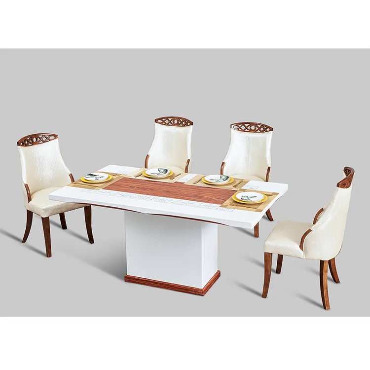 Meubles modernes, table à manger en bois de marbre, chaises simples et populaires