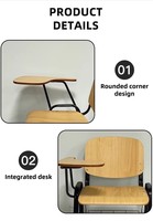 Ensembles scolaires HJ K-45, pupitre et chaise pour étudiants, table de lecture universitaire, chaises en plastique avec structure en acier, design simple