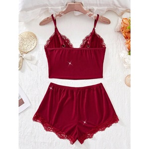 Ensemble de lingerie en dentelle rouge sexy pour femmes, dentelle florale exquise, soutien-gorge et culotte confortables, ensemble de sous-vêtements intimes en deux pièces - Product Image 2
