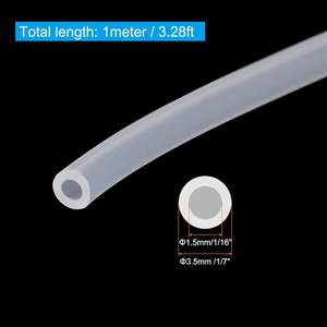 أنبوب سيليكون 1.5 مم، 1 متر، خرطوم سيليكون عالي النقاء، أنبوب مرن شفاف للاستخدام المنزلي ونقل الماء والهواء والسوائل - Product Image 2