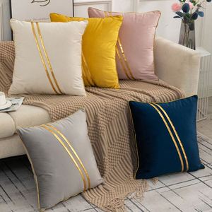 Modern <b>Patchwork</b> Home Decoration <b>Throw</b> Case Cushion Cover Luxury Velvet Pillow Covers With Zipper Gold Edging - Product Image 1