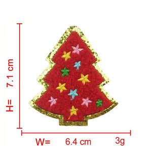 โรงงานขายส่งอุปกรณ์ตกแต่งเสื้อผ้า ป้ายติดเสื้อผ้ารูปต้นไม้ขนาดเล็ก รีดติดได้ตลอดเวลา ป้ายเชนิลล์แบบกำหนดเองสำหรับเสื้อฮู้ดดี้ - Product Image 4