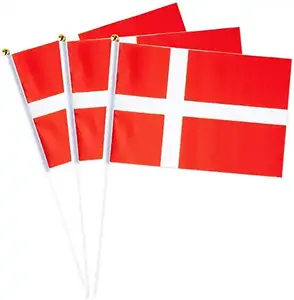 Sunshine acara olahraga permainan sepak bola Mini bendera Denmark kecil pegangan tangan bendera negara melambai tangan