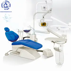 欧式牙科单元椅ce认证牙科椅牙科凳子/促销牙科整体单元皮革垫发光二极管灯