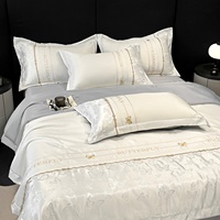 Parure de lit de luxe rafraîchissante en polyester, motif animalier, 4 pièces, housse de couette matelassée lavée, jacquard papillon, couette d'été douce