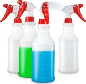 Botellas de espray vacías 16oz 24oz Botellas de espray ajustables para soluciones de limpieza Botella de espray de HDPE sin fugas y obstrucciones