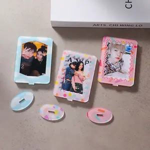 Wholesale customized printing kpop mini acrylic 2022 new design stand display photocard holder with keychain