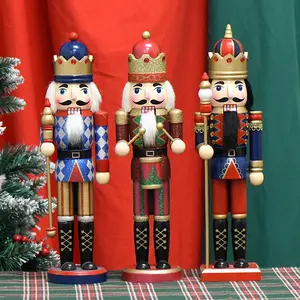 Navidad Decor Christmas Items Products Figurine Toys Ornaments Wood Crafts Nutcracker Soldier Doll Ornaments Wooden Nutcracker