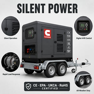 Générateur diesel silencieux triphasé Cummins OEM 62 kVA à faible niveau sonore, certifié EPA CE ISO, pour moteur refroidi par eau, démarrage automatique - Product Image 4