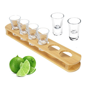 Soporte de Bambú Personalizado para 6 Vasos de Chupito, Bandeja de Exhibición y Almacenamiento con Base Resistente, Vasos de Chupito con Soporte de Madera - Product Image 1