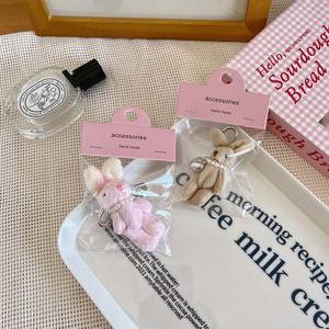 Porte-clés en peluche mignon en forme de lapin, d'<span class=keywords><strong>ours</strong></span> et de cœur, style Ins, fait à la main, écologique, jouet en peluche pour animaux - Product Image 4