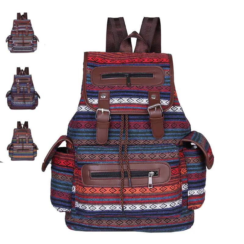 Rucksack bohemia style canvas backpack for women