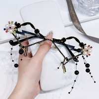 Nouvel arrivage de lunettes de marque à monture métallique sans diamant pour femmes lunettes de danse fête goutte à goutte perle strass lunettes de soleil pour femmes