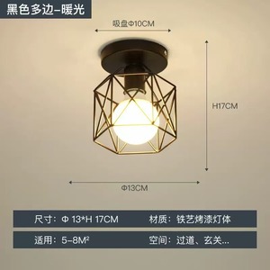 Lampe de plafond Autonomy Nordic en fer forgé, style moderne minimaliste, pour couloir, entrée, lumière 3500-6500K, ampoule LED incluse - Product Image 4