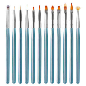 Set di pennelli per Nail Art in Nylon da 12 pezzi con fodera per intaglio pittura a ventaglio Ombre tondo in Gel piatto pennelli per decorazione artistica - Product Image 2