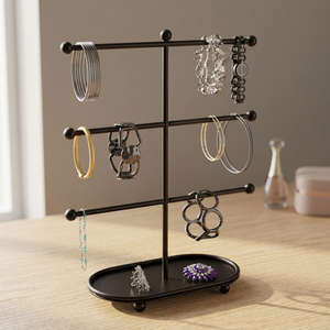 Modern Iron Desktop Jewelry <b>Display</b> Rack <b>Stand</b> 3-Tier for Matte Satin Bracelet Organizer Retail <b>Shop</b> Counter Top OEM Custom - Product Image 3