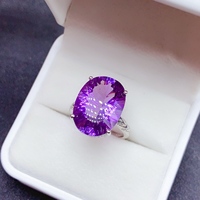 Factory Wholesale Luxury 925 Sterling Silver Women's Wedding Ring Natural Amethyst Engagement Gift Anniversary Parties