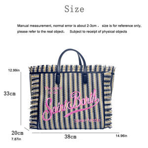 Nuova Borsa Tote con Frange Ricamate in Tessuto di Paglia da Spiaggia Borsa Intrecciata in Paglia di Tendenza Europea e Americana per Donne - Product Image 1