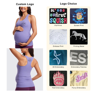 Débardeur personnalisé avec logo pour femmes enceintes, couleur unie, grande taille, vêtements de maternité, débardeurs de yoga pour femmes enceintes - Product Image 2