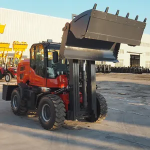 Factory CE Certificate Brand New Diesel All Terrain Forklift Price Backhoe Bucket 3.5 Ton Mini Off Road Forklift