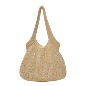 Nouveau sac fourre-tout en tricot ajouré 2026 pour femme, sac à bandoulière tricoté à la main pour l'été, grande capacité, sac à main - Product Image 4