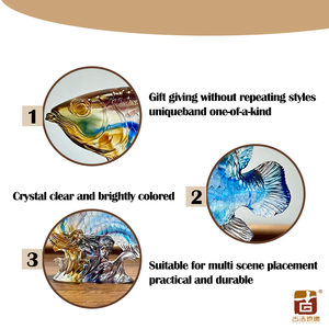 Liuli Кристалл Золотой Дракон рыба ремесла Хрустальные стеклянные фигурки рыбы статуэтки рыбы - Product Image 3