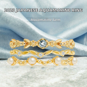 Anillo de Plata de Ley 925 Chapado en Oro con Aguamarina y Diseño Floral - Anillo con Gema para Mujer, Regalo de Aniversario - Product Image 2