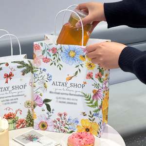 Sac d'emballage pour miel en papier kraft biodégradable et recyclable, personnalisé, avec poignées torsadées et impression offset - Product Image 4