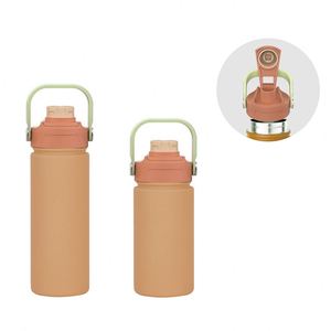Insulated Stainless <b>Steel</b> Water <b>Bottle</b> with Flip Top & Handle, Leakproof Vacuum Flask for Outdoor, Gym - Product Image 1