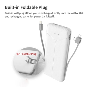 พาวเวอร์แบงค์พร้อมปลั๊กในตัว 10000mAh 20W ชาร์จเร็วแบบไร้สาย สองพอร์ตเพื่ออายุการใช้งานแบตเตอรี่ที่แท้จริง - Product Image 3