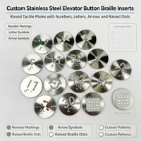 Plaques Tactiles Personnalisables en Acier Inoxydable pour Boutons d'Ascenseur avec Inscriptions Braille, Chiffres, Lettres, Flèches et Points en Relief – Taille et Modèle Personnalisables