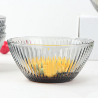Ensemble de Bols en Verre de 3 Pièces Très Vendu, Cadeau pour la Maison et la Cuisine, Bols à Salade et à Soupe Gris avec Couvercle