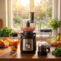 Robot culinaire multifonction Calinfor 1,5 L 1000 W à vitesse variable, mixeur, hachoir, presse-agrumes avec commande tactile
