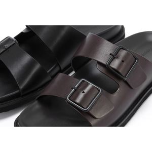 Sandales d'extérieur pour hommes de créateur, chaussures personnalisées en cuir de veau, claquettes pour hommes, fabrication et production - Product Image 6