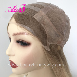 วิกผมทางการแพทย์18 "แบบเต็มศีรษะสำหรับ<span class=keywords><strong>ผู้หญิง</strong></span>ลูกไม้สวิสโปร่งใสเส้นผมทำจากซิลิโคน - Product Image 3