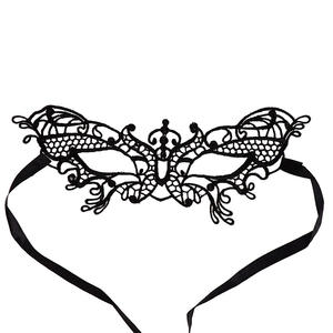 หน้ากากปาร์ตี้,หน้ากากปิดตาครึ่งหน้าผ้าลูกไม้สุดเซ็กซี่สีดำ - Product Image 4
