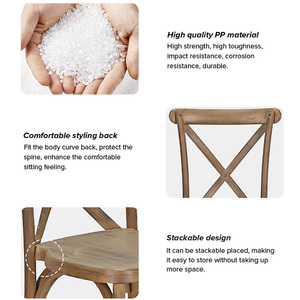 Resina rustica Vintage impilabile sedia di plastica <span class=keywords><strong>Crossback</strong></span> con schienale incrociato sedia da pranzo per eventi ristorante bistrot uso Hotel - Product Image 4